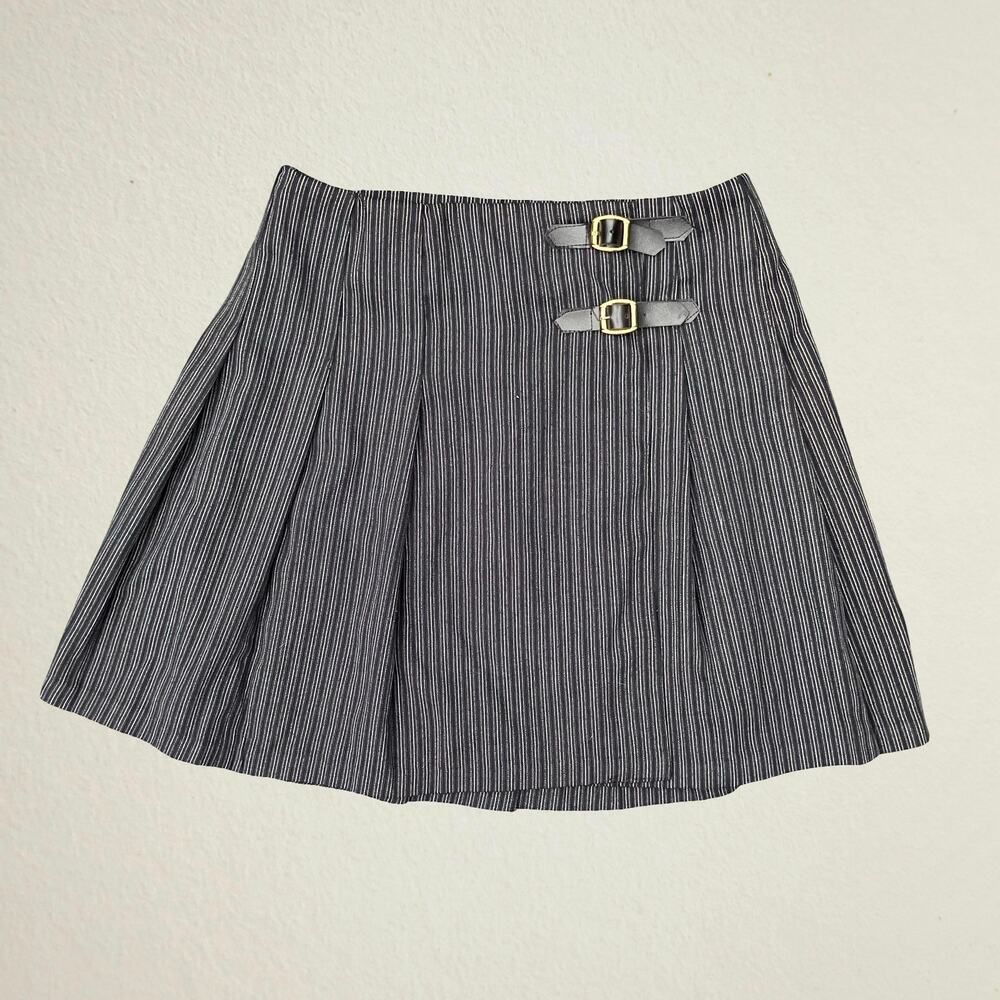 Vintage 90s gray striped pleated mini skirt, Contempo Casuals, schoolgirl preppy